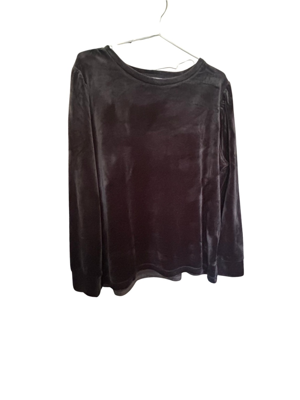 Chico's Size 3 (XL / 16) Black Stretch Velvet Long-Sleeve Crewneck Top